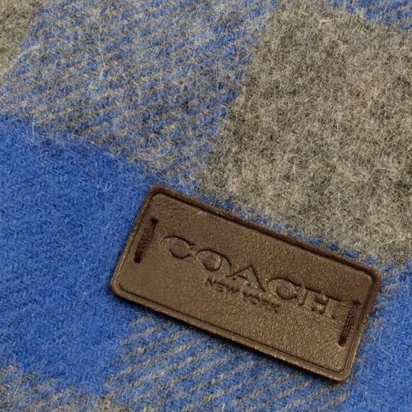 Coach Wool Long Winter Fringe Scarf Checker Unisex Men's - Picture 2 of 11